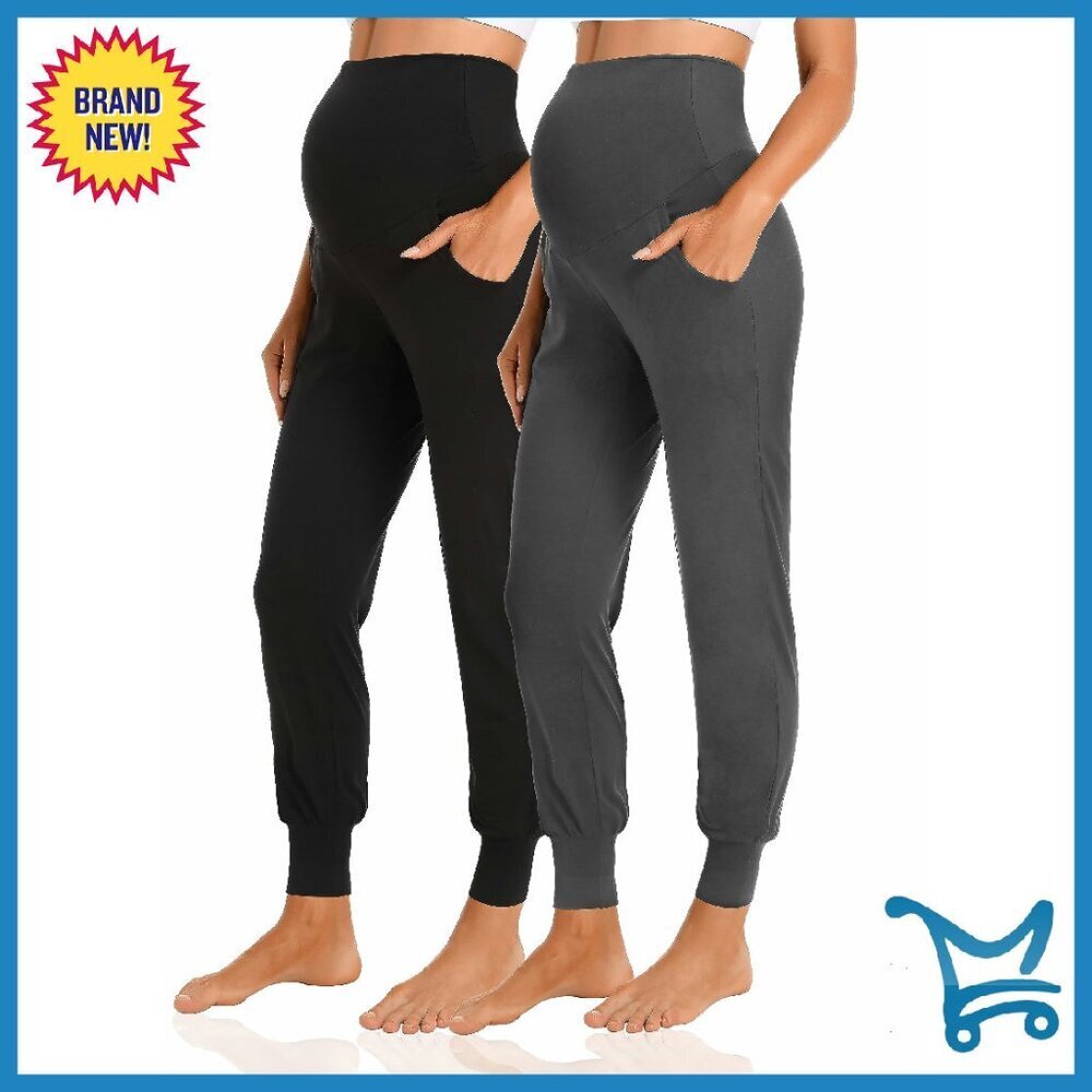 Maternity Joggers Over Belly Stretchy Active Pants Rayon Polyester